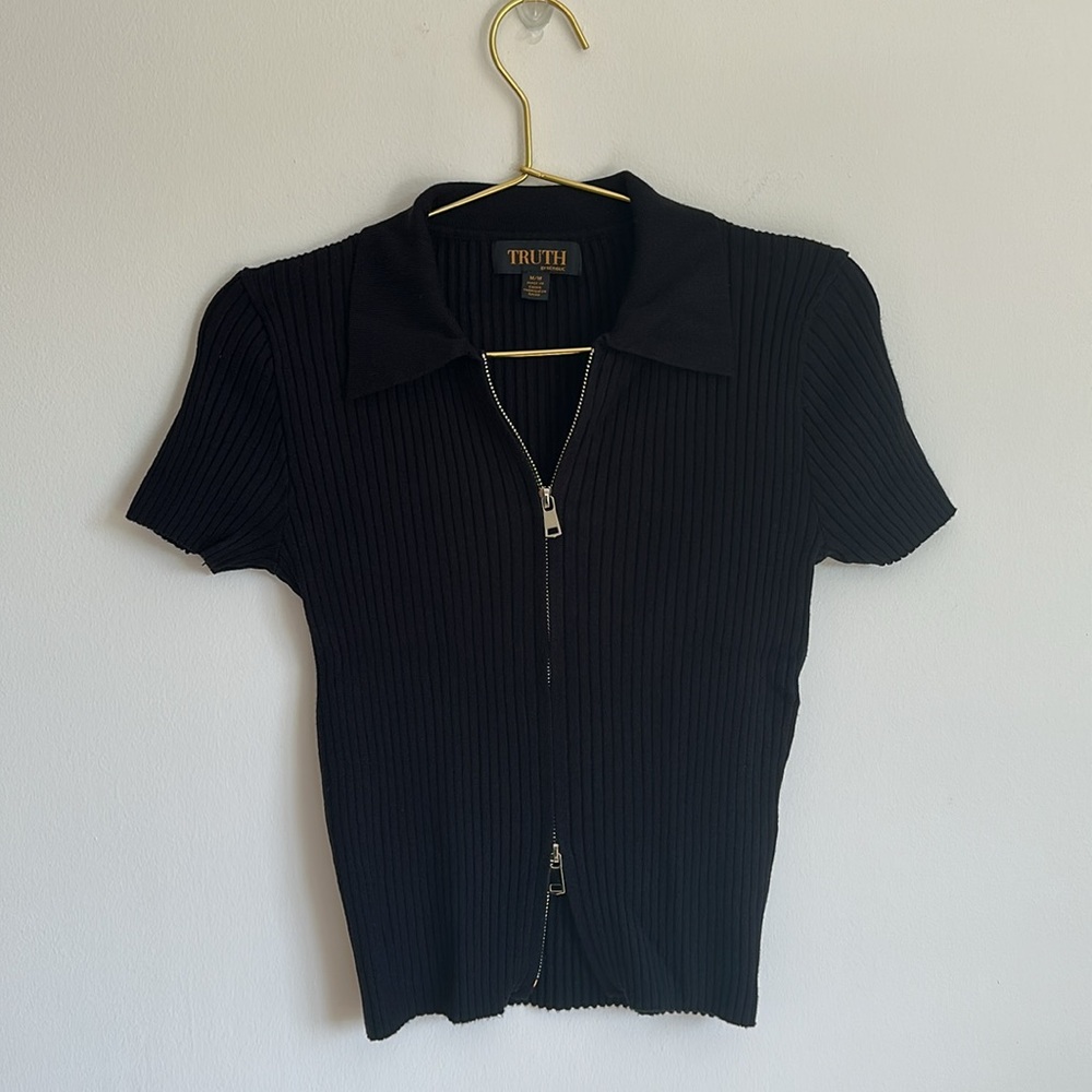 Collared Zipper Top SIZE M - Picture 3 of 8